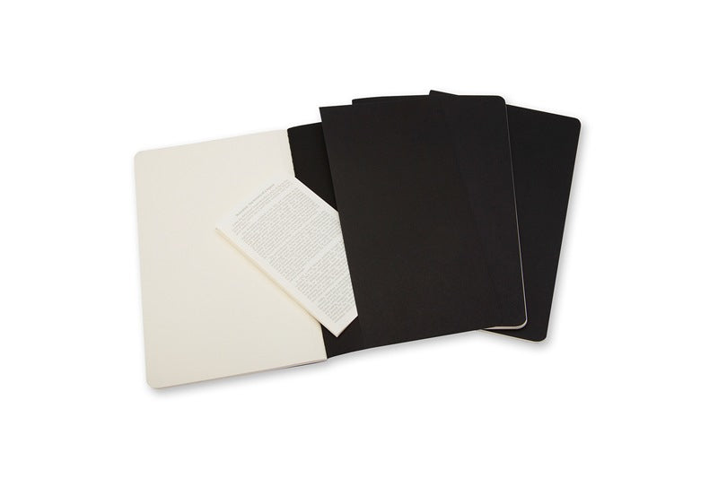 Moleskine Notizheft, 90 × 140 mm, blanko, Fadenheftung, Karton, 64 Seiten – schwarz, 3er-Pack