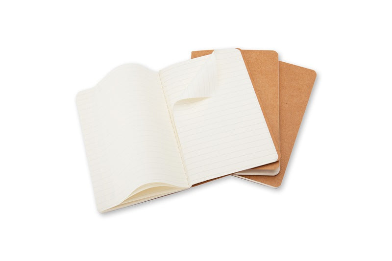 Moleskine Notizheft Cahiers Collection, Fadenheftung, Karton, 64 Seiten, 70 g/m² – Packpapierbraun, 3er-Pack
