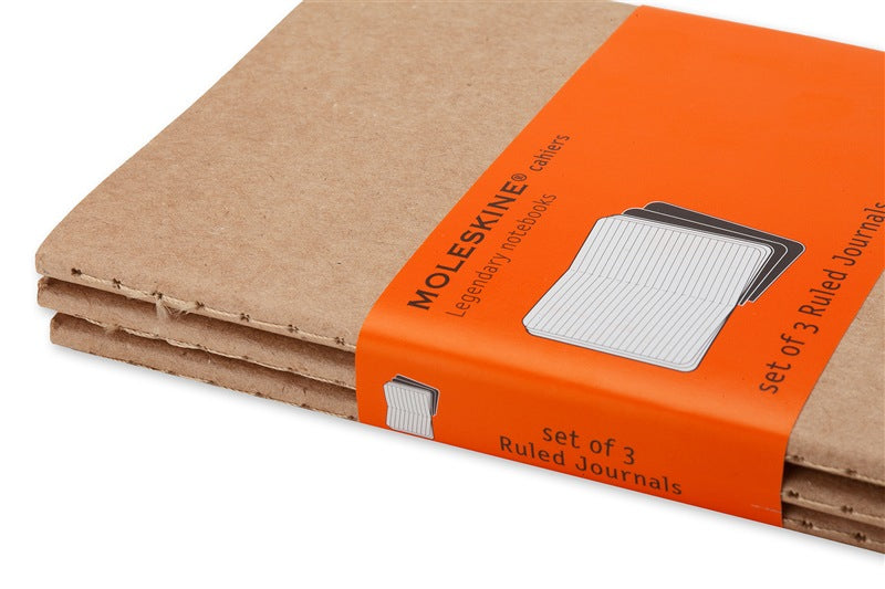 Moleskine Notizheft – 90 × 140 mm – Hardcover, herausnehmbare 16 Seiten, Einstecktasche, beige, 3 Stück