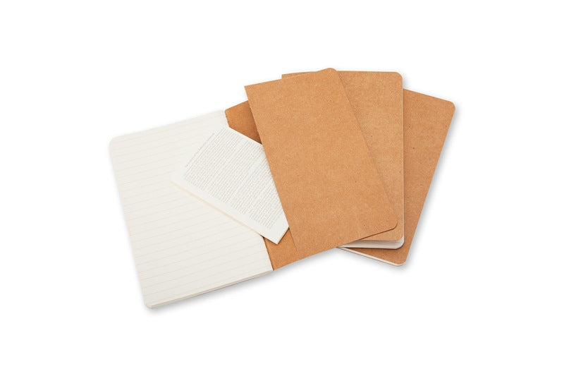 Moleskine Notizheft Cahiers Collection, Fadenheftung, Karton, 64 Seiten, 70 g/m² – Packpapierbraun, 3er-Pack