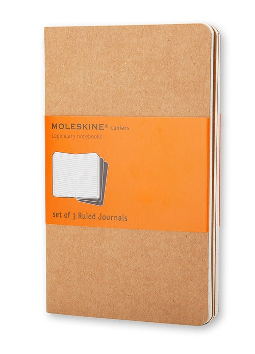 Moleskine Notizheft – 90 × 140 mm – Hardcover, herausnehmbare 16 Seiten, Einstecktasche, beige, 3 Stück