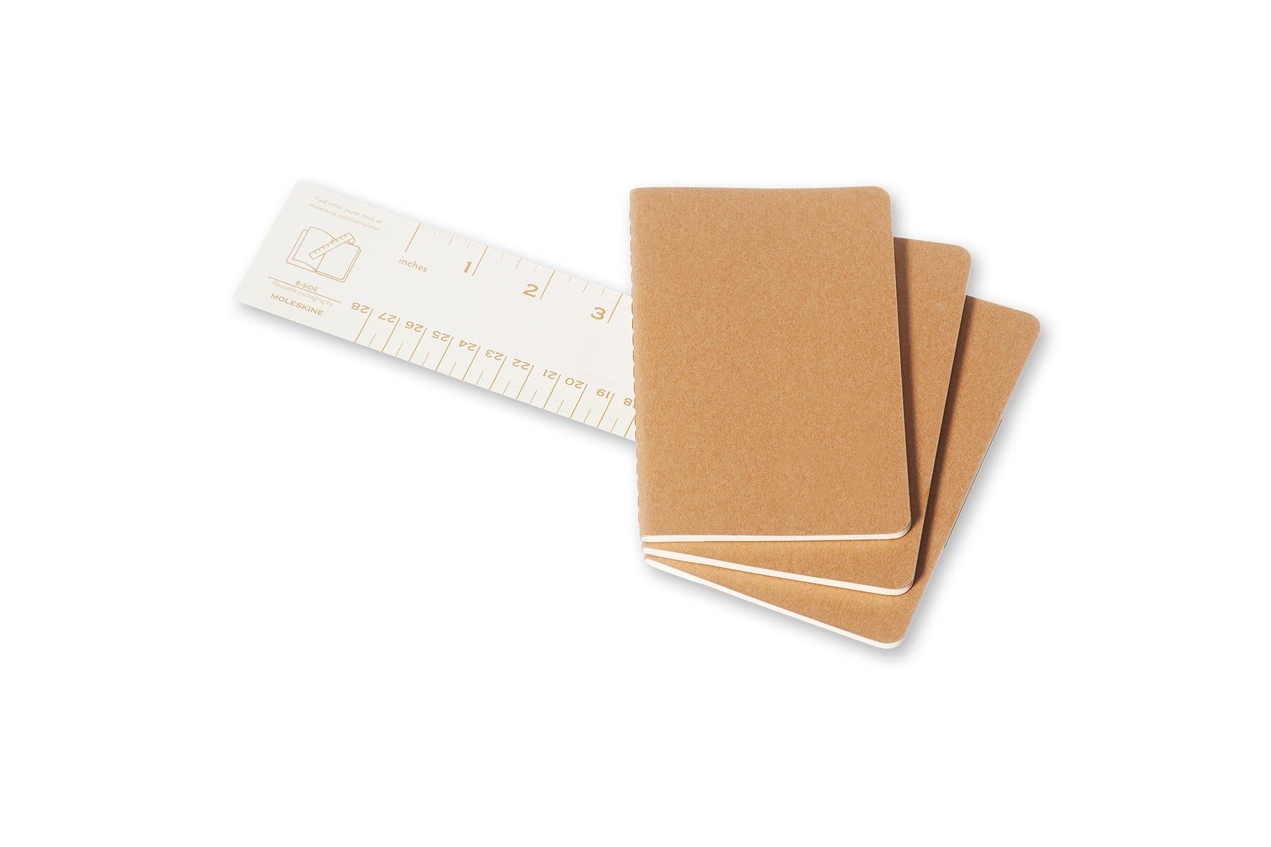Moleskine Notizheft – 90 × 140 mm – Hardcover, herausnehmbare 16 Seiten, Einstecktasche, beige, 3 Stück