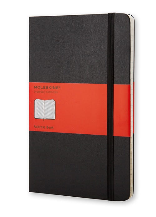 Moleskine Adressbuch, A6, liniert, Fadenheftung, Hardcover, 192 Seiten, 70 g/m² – schwarz
