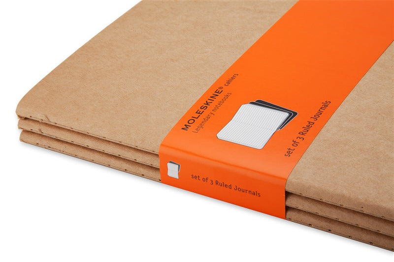 Moleskine Notizheft – 130 × 210 mm – 70 g/m² – Hardcover, Fadenheftung, Einstecktasche, Beige, 3 Stück