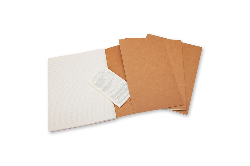 Moleskine Notizheft – 130 × 210 mm – 70 g/m² – Hardcover, Fadenheftung, Einstecktasche, Beige, 3 Stück