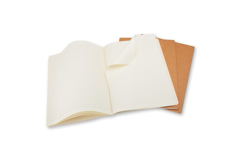 Moleskine Notizheft – 130 × 210 mm – 70 g/m² – Hardcover, Fadenheftung, Einstecktasche, Beige, 3 Stück