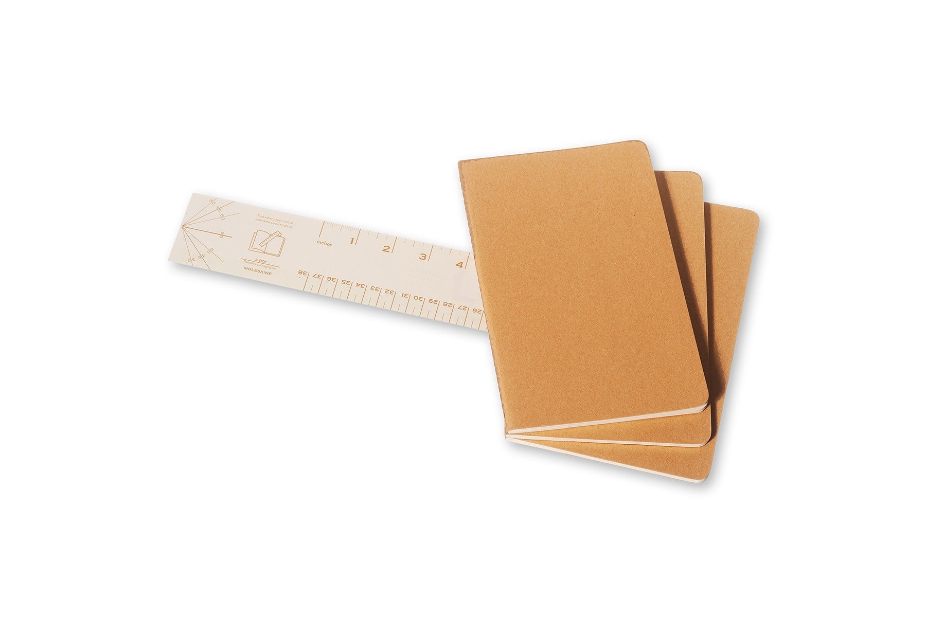 Moleskine Notizheft – 130 × 210 mm – 70 g/m² – Hardcover, Fadenheftung, Einstecktasche, Beige, 3 Stück