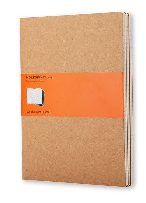 Moleskine Notizheft, Cahiers Kollektion, Karton, 120 Seiten, 70 g/m² – Packpapierbraun, 3er-Pack