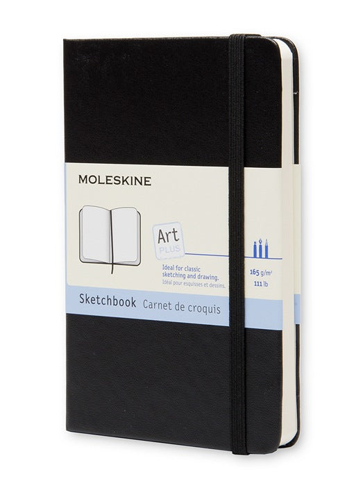 Moleskine Skizzenbuch, 90 × 140 mm, Fadenheftung, Hardcover, 104 Seiten, 160 g/m² – Schwarz