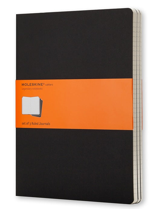 Moleskine Notizheft – 190 × 250 mm – 16 heraustrennbare Seiten, grosse Innentasche, schwarz, 3 Stück