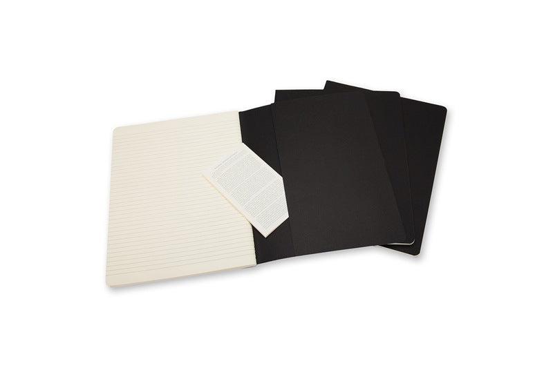 Moleskine Notizheft, 190 × 250 mm, liniert, Fadenheftung, Karton, 120 Seiten – schwarz, 3er-Pack