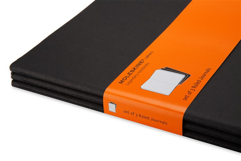 Moleskine Notizheft – 190 × 250 mm – 16 heraustrennbare Seiten, grosse Innentasche, schwarz, 3 Stück