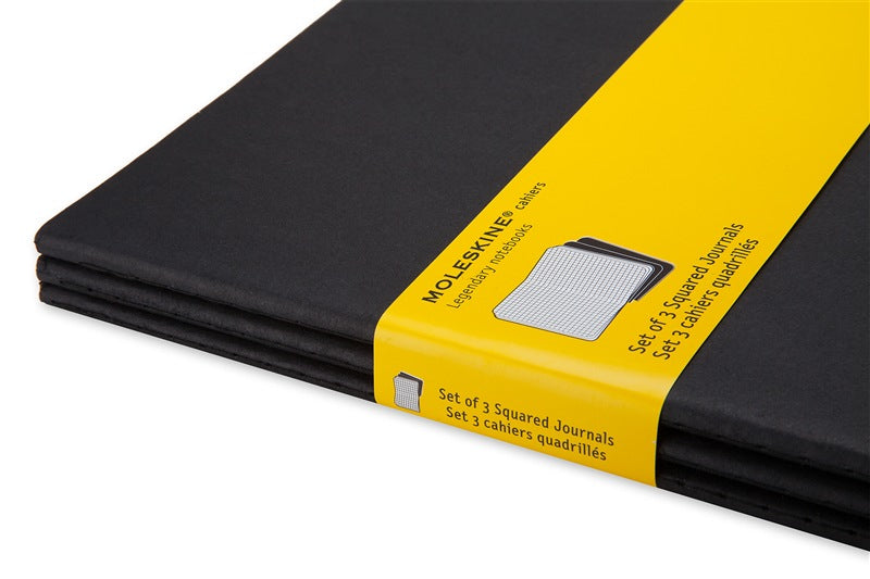 Moleskine Notizheft, 190 × 250 mm, kariert, Fadenheftung, Karton, 120 Seiten, 70 g/m² – schwarz, 3er-Pack