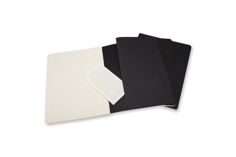 Moleskine Notizheft – 190 × 250 mm – letzte 16 Seiten herausnehmbar, Innentasche, schwarz, 3 Stück