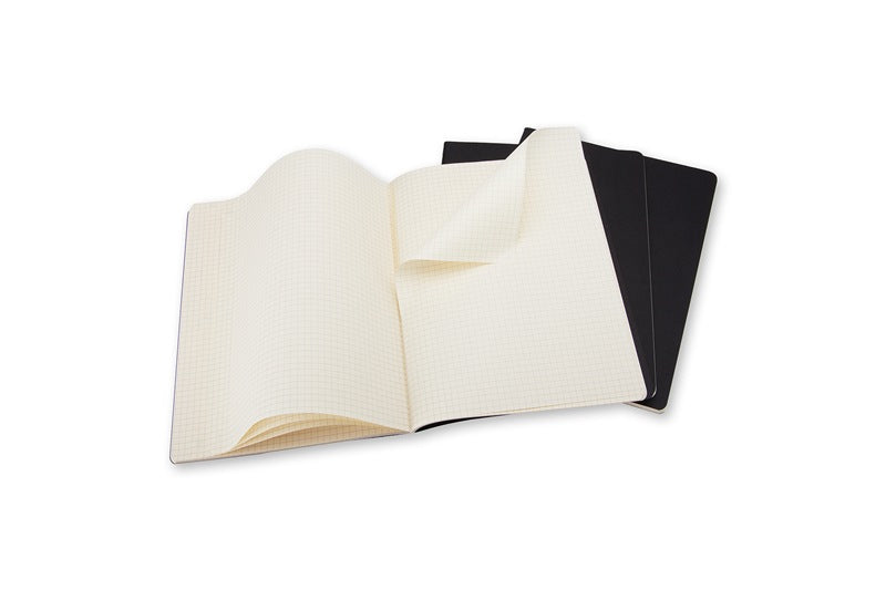 Moleskine Notizheft – 190 × 250 mm – letzte 16 Seiten herausnehmbar, Innentasche, schwarz, 3 Stück