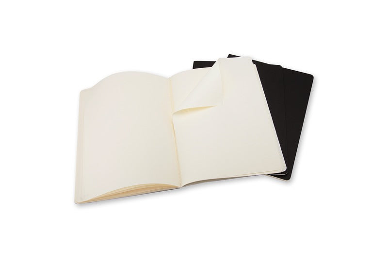 Moleskine Notizheft, 190 × 250 mm, blanko, Fadenheftung, Karton, 120 Seiten, 70 g/m² – schwarz, 3er-Pack