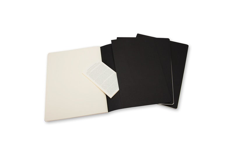 Moleskine Notizheft, 190 × 250 mm, blanko, Fadenheftung, Karton, 120 Seiten, 70 g/m² – schwarz, 3er-Pack