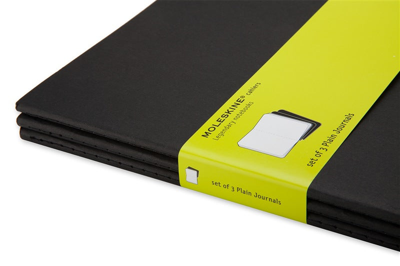 Moleskine Notizheft, 190 × 250 mm, blanko, Fadenheftung, Karton, 120 Seiten, 70 g/m² – schwarz, 3er-Pack
