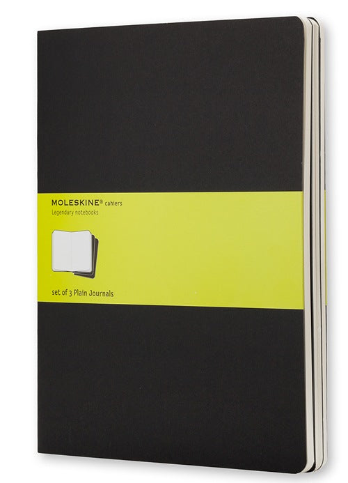 Moleskine Notizheft, 190 × 250 mm, blanko, Fadenheftung, Karton, 120 Seiten, 70 g/m² – schwarz, 3er-Pack