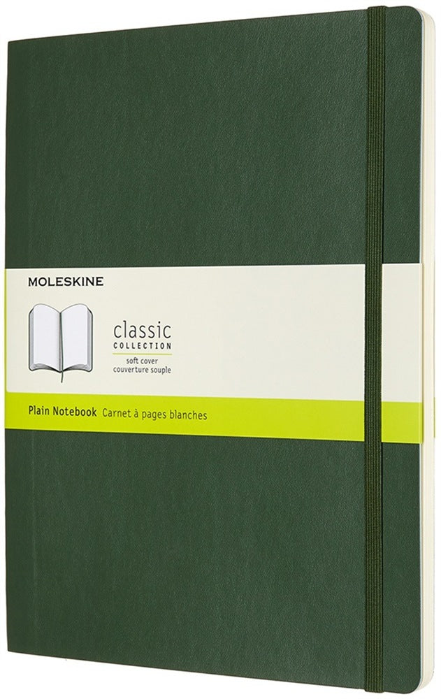 Moleskine Notizbuch, 190 × 250 mm, blanko, Fadenheftung, Softcover, 192 Seiten, 70 g/m² – grün