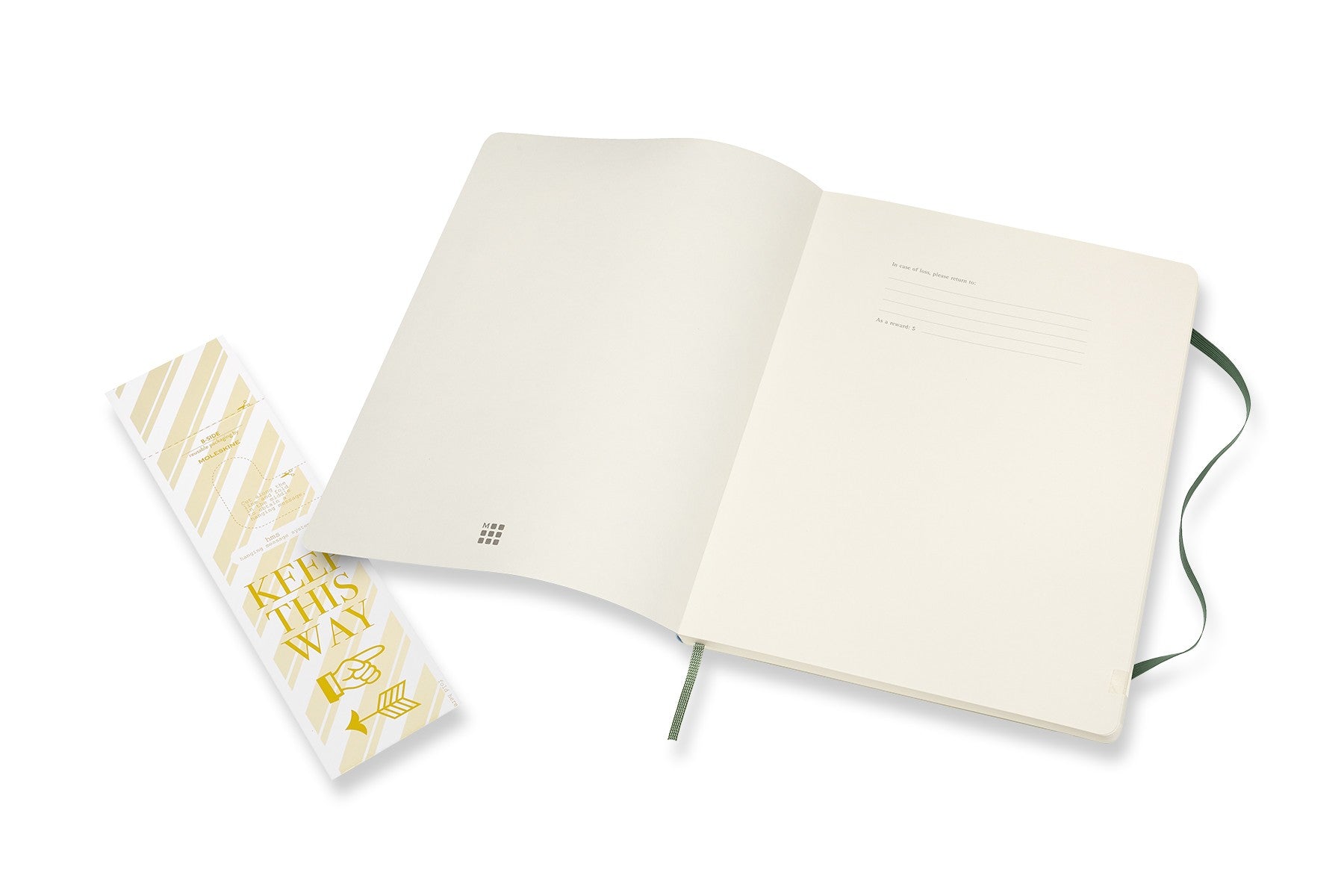 Moleskine Notizbuch, 190 × 250 mm, blanko, Fadenheftung, Softcover, 192 Seiten, 70 g/m² – grün