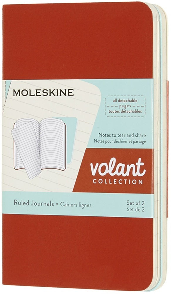 Moleskine Volant Notizheft – 105 × 65 mm – Liniert – 56 Seiten – Softcover, Perforiert, Koralle/Marine