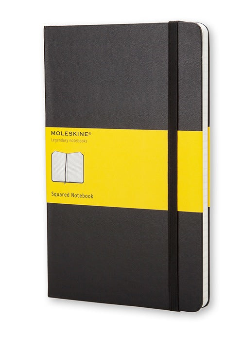 Moleskine Notizbuch – A6 – kariert – Hardcover, Gummiband, Lesezeichen, schwarz
