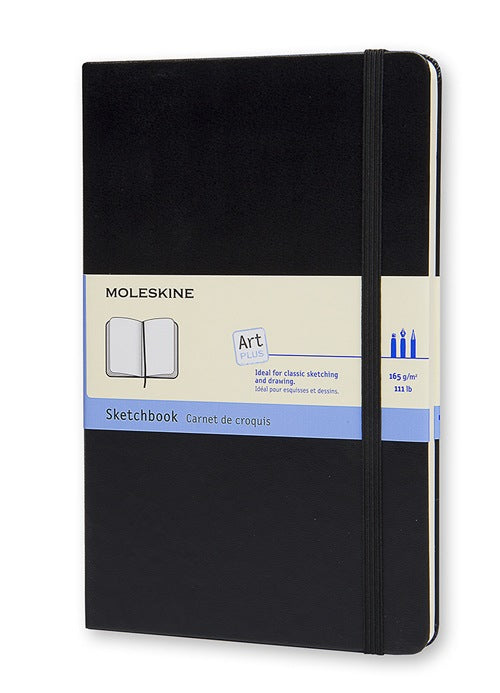 Moleskine Skizzenbuch, 130 × 210 mm, Buchbindung, Hardcover, 104 Seiten, 160 g/m² – schwarz
