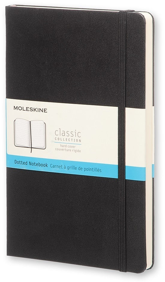 Moleskine Notizbuch, 130 × 210 mm, punktkariert, Leimbindung, Hardcover, 240 Seiten, 70 g/m² – schwarz