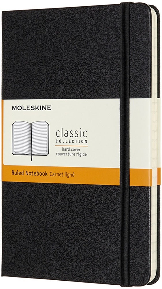 Moleskine Notizbuch – 115 × 180 mm – 70 g/m² – Hardcover, Gummiband, abgerundete Ecken, Schwarz, FSC