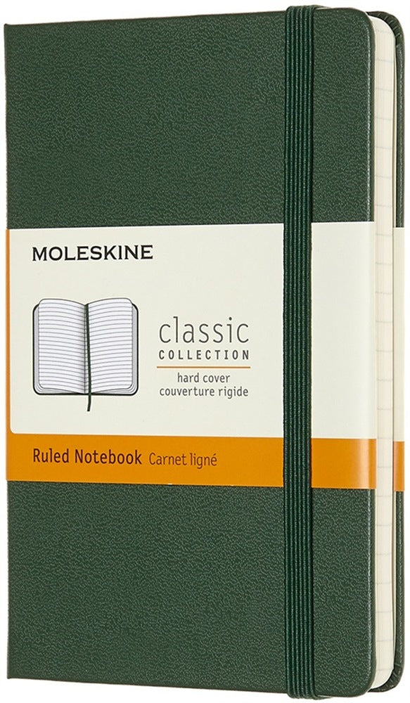 Moleskine Klassisches Notizbuch – A6 – liniert – 192 Seiten – Hardcover, Gummiband, Lesezeichen – Myrtengrün