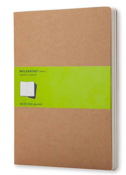 Moleskine Notizheft, 190 × 250 mm, blanko, Fadenheftung, Karton, 120 Seiten, 70 g/m² – braun, 3er-Pack