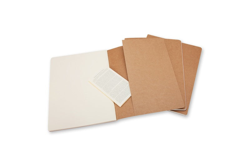 Moleskine Notizheft, 190 × 250 mm, blanko, Fadenheftung, Karton, 120 Seiten, 70 g/m² – braun, 3er-Pack
