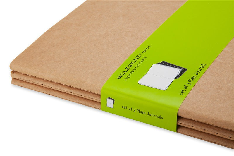 Moleskine Notizheft, 190 × 250 mm, blanko, Fadenheftung, Karton, 120 Seiten, 70 g/m² – braun, 3er-Pack