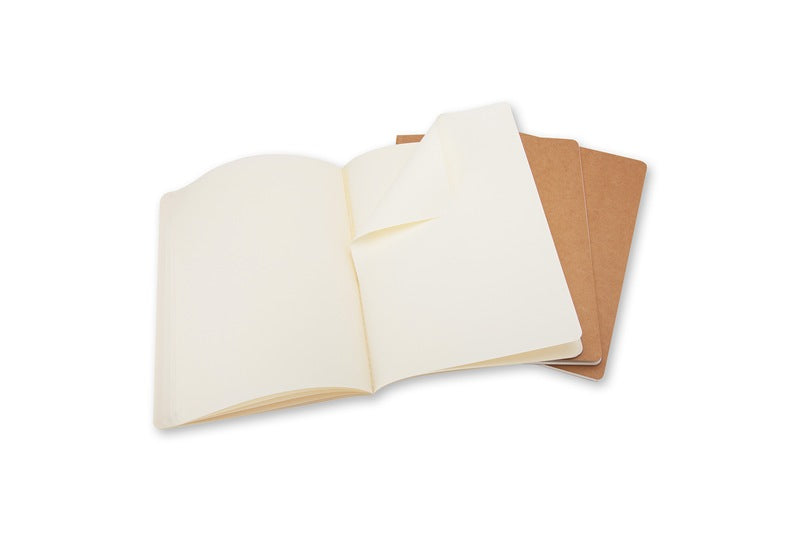 Moleskine Notizheft, 190 × 250 mm, blanko, Fadenheftung, Karton, 120 Seiten, 70 g/m² – braun, 3er-Pack