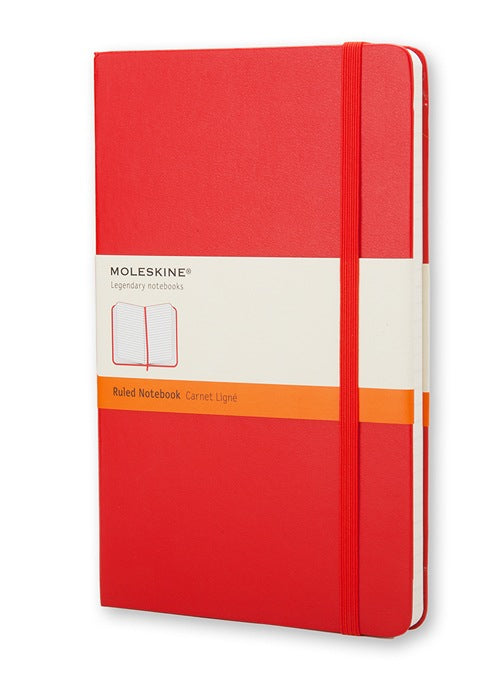 Moleskine Notizbuch, 90 × 140 mm, liniert, Leimbindung, Hardcover, 192 Seiten, 70 g/m² – rot