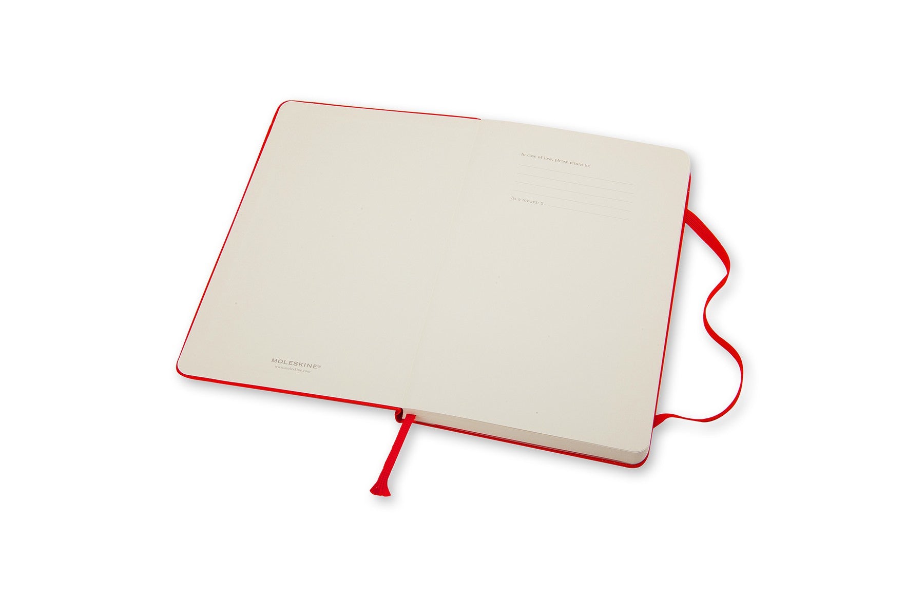 Moleskine Notizbuch, 90 × 140 mm, liniert, Leimbindung, Hardcover, 192 Seiten, 70 g/m² – rot