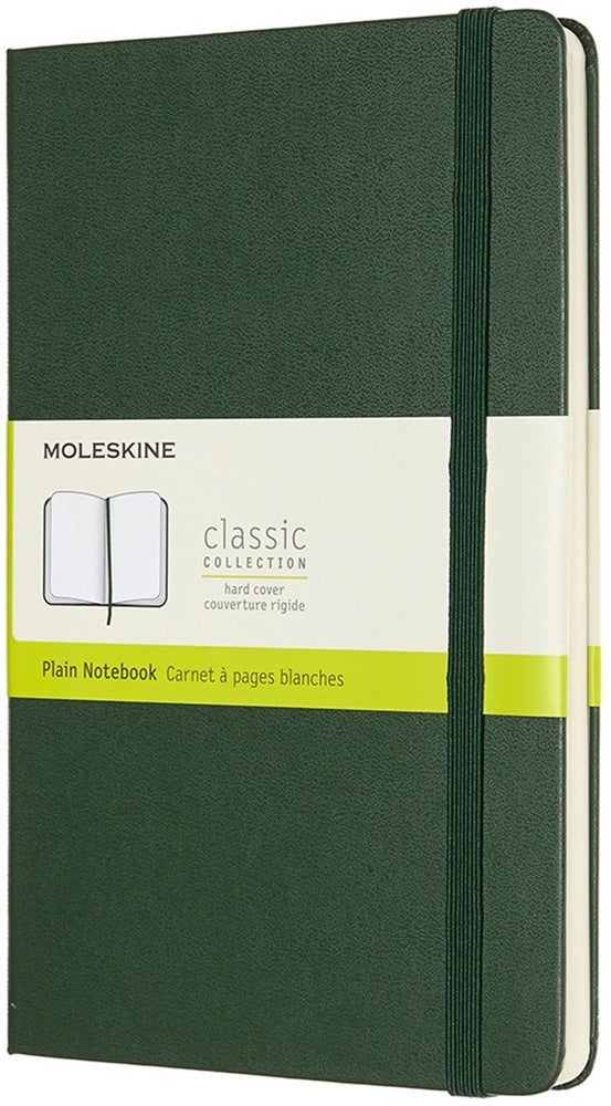 Moleskine Notizbuch – 13 × 21 cm, blanko, 240 Blatt, 70 g/m², Hardcover, grün