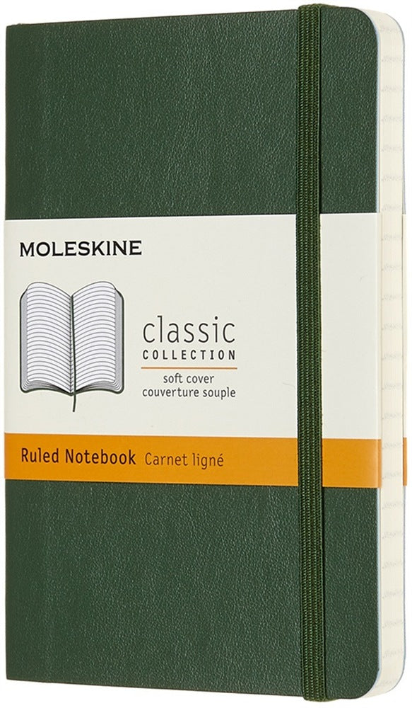 Moleskine Notizbuch – A6 – 192 Seiten – Softcover, Fadenheftung, Gummiband, Einstecktasche – Myrtengrün