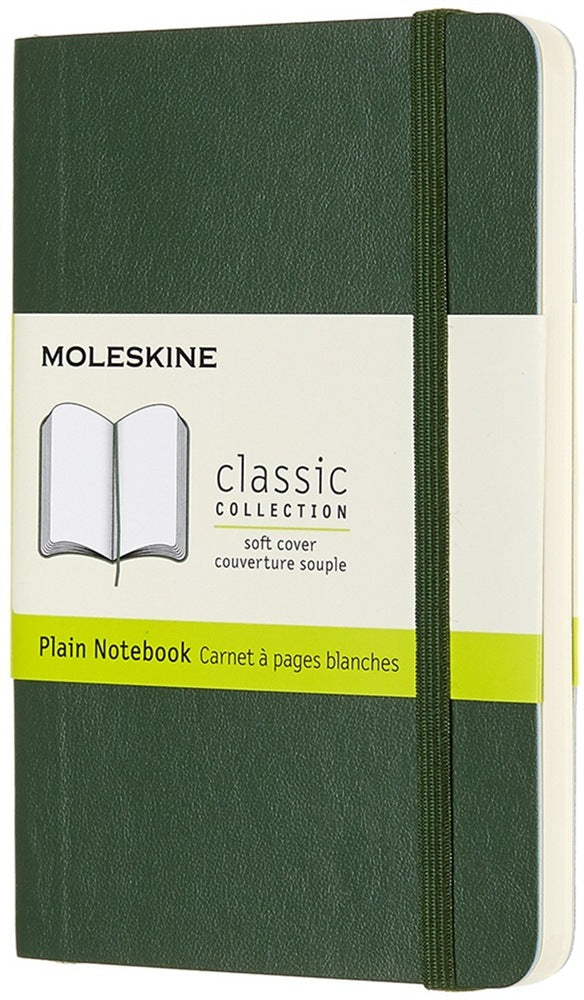 Moleskine Classic Soft Notizbuch – A6 – blanko – 192 Seiten – Softcover, Gummiband, Lesebändchen – Myrtengrün