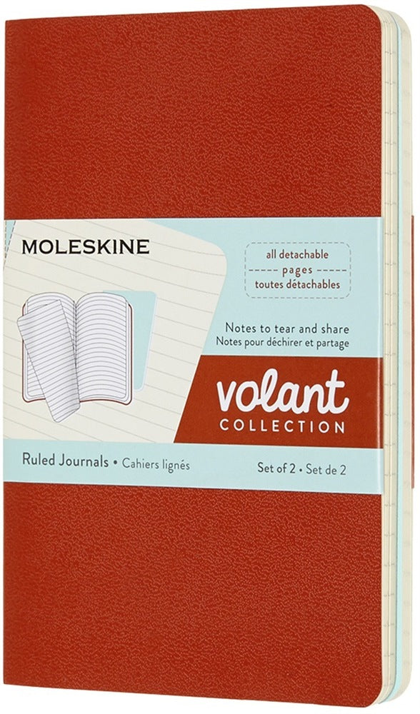 Moleskine Notizheft – 90 × 140 mm – Liniert – 80 Seiten – Softcover, Heraustrennbar, Korall & Aquamarin