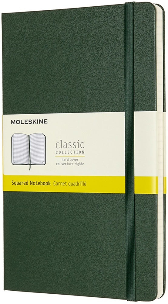 Moleskine Klassisches Notizbuch – A5 – kariert – 240 Seiten – Hardcover, Gummiband, Falttasche – Myrtengrün