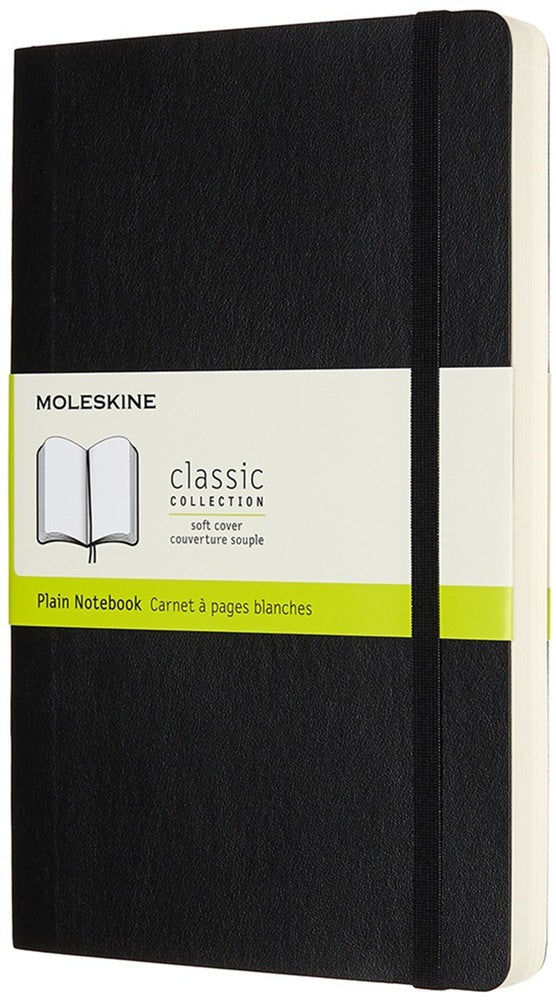 Moleskine Notizbuch, 130 × 210 mm, blanko, Leimbindung, Softcover, 400 Seiten, 70 g/m² – schwarz