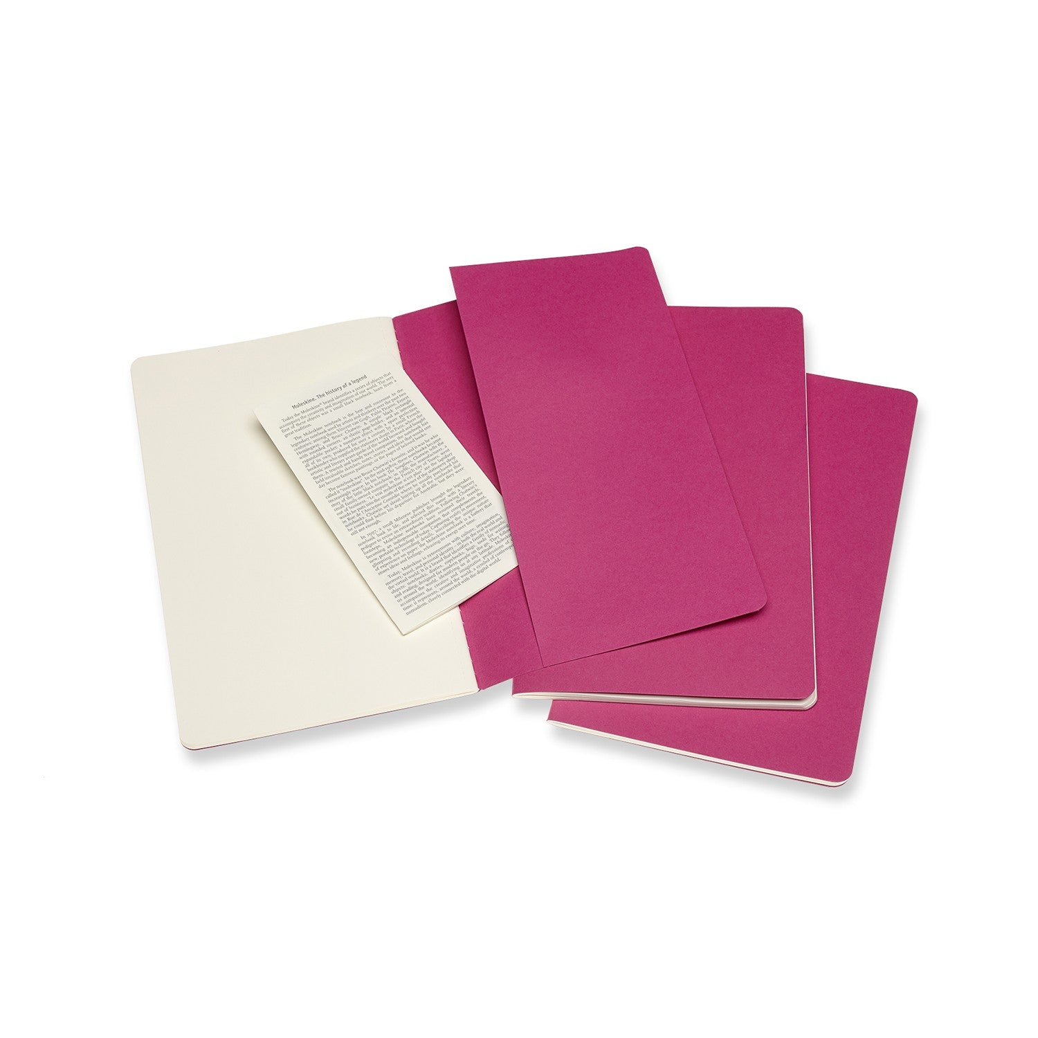 Moleskine Notizheft – 130 × 210 mm – perforiert, Innentasche, sichtbare Fadenheftung, pink, FSC, 3 Stück