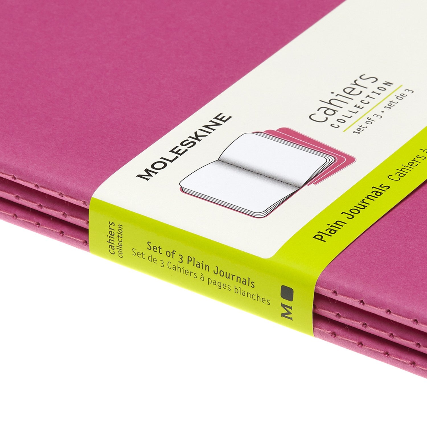 Moleskine Notizheft – 130 × 210 mm – perforiert, Innentasche, sichtbare Fadenheftung, pink, FSC, 3 Stück