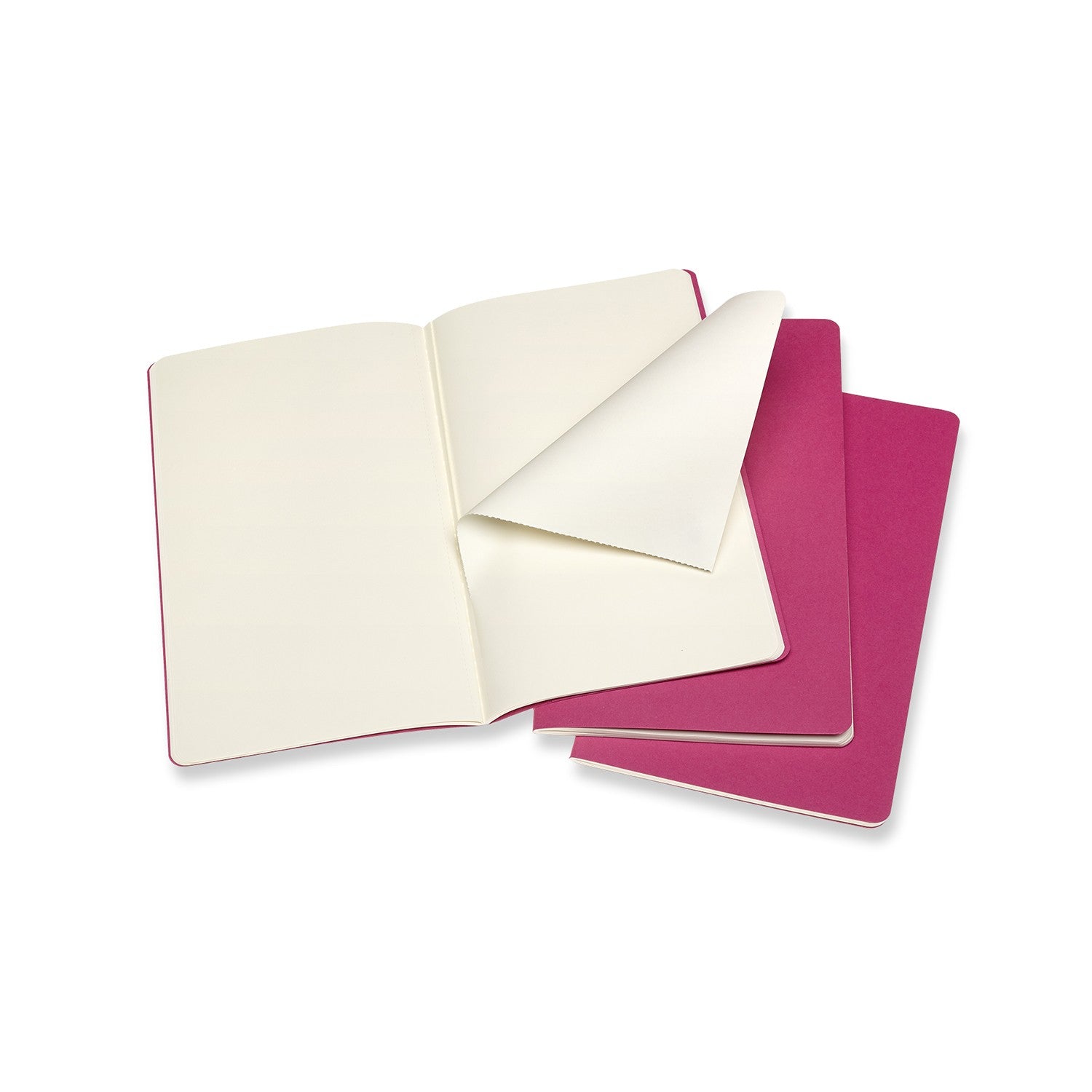 Moleskine Notizheft – 130 × 210 mm – perforiert, Innentasche, sichtbare Fadenheftung, pink, FSC, 3 Stück