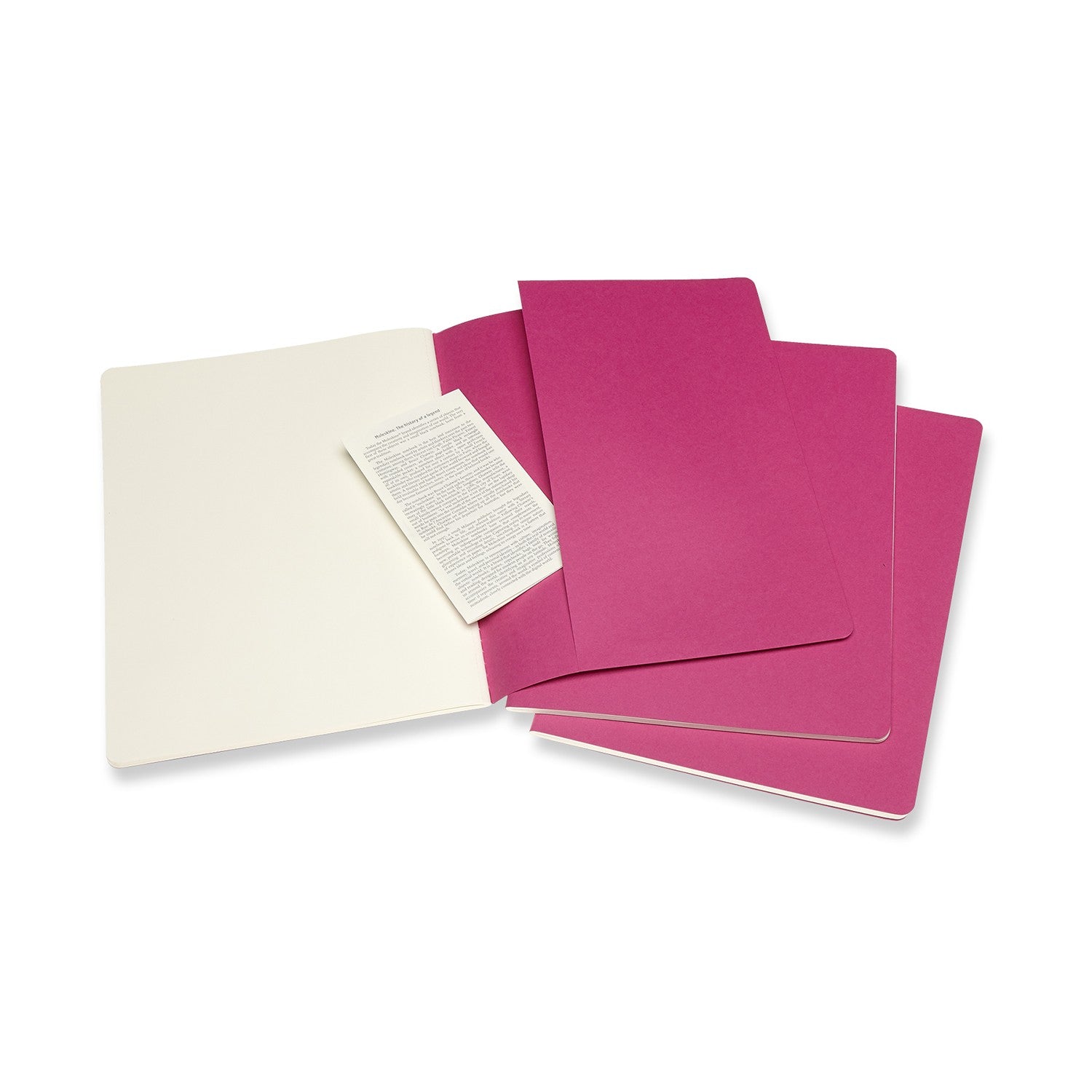 Moleskine Notizheft – 190 × 250 mm – 70 g/m² – Abgerundete Ecken, Einstecktasche, Pink, FSC, 3 Stück