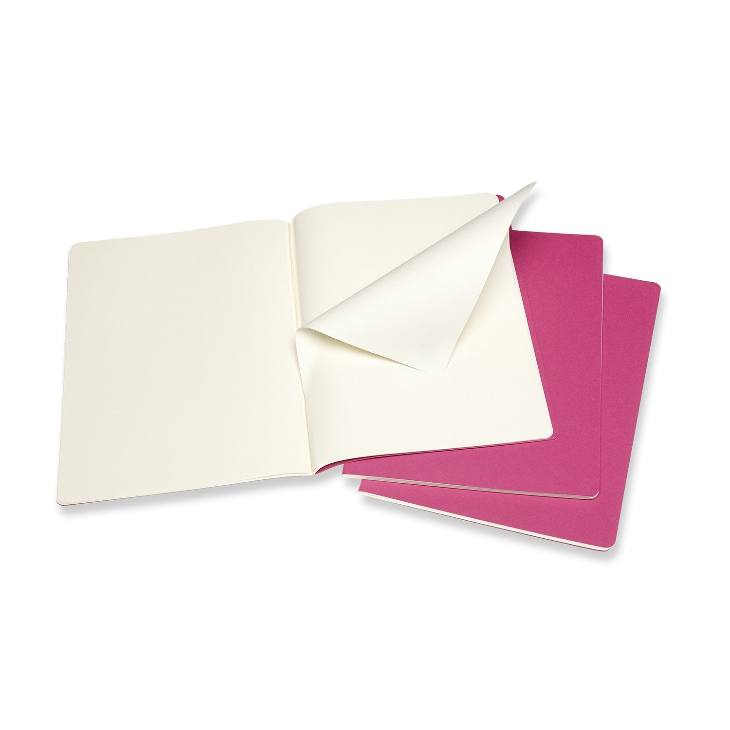 Moleskine Notizheft – 190 × 250 mm – 70 g/m² – Abgerundete Ecken, Einstecktasche, Pink, FSC, 3 Stück