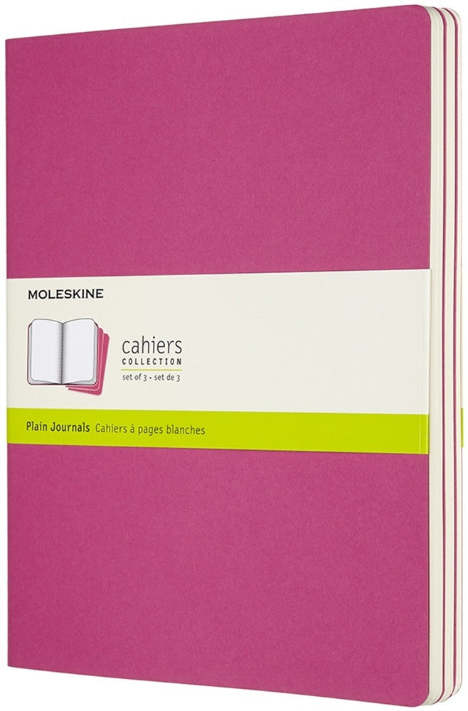 Moleskine Notizheft – 190 × 250 mm – 70 g/m² – Abgerundete Ecken, Einstecktasche, Pink, FSC, 3 Stück