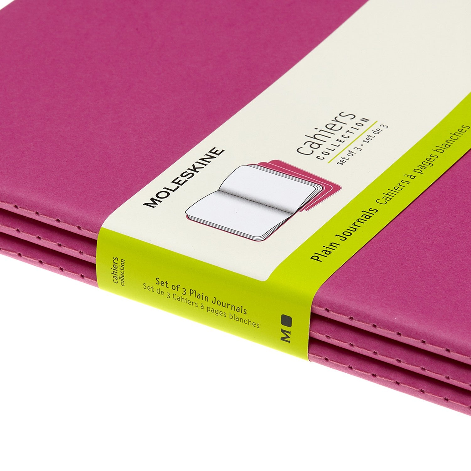 Moleskine Notizheft – 190 × 250 mm – 70 g/m² – Abgerundete Ecken, Einstecktasche, Pink, FSC, 3 Stück